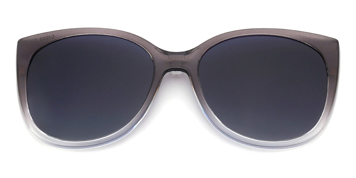 Dégradé Gris Vianey Lunettes - Rectangle Clip-On Sunglasses