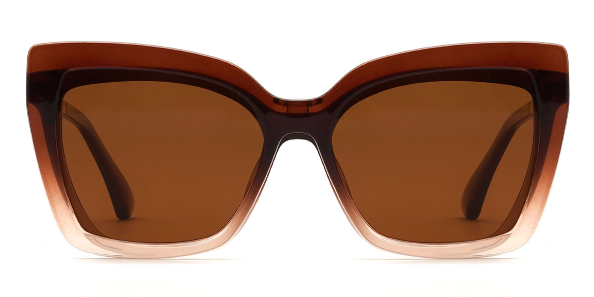 Dégradé Brun Klarissa Lunettes - Rectangle Clip-On Sunglasses
