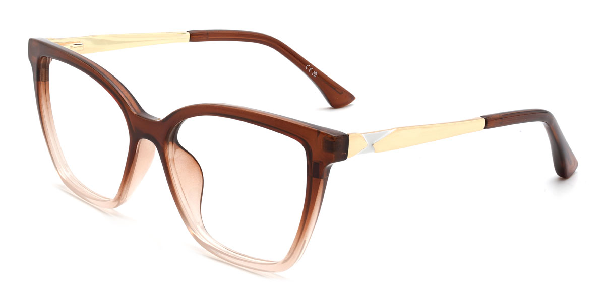 Dégradé Brun Klarissa Lunettes - Rectangle Clip-On Sunglasses