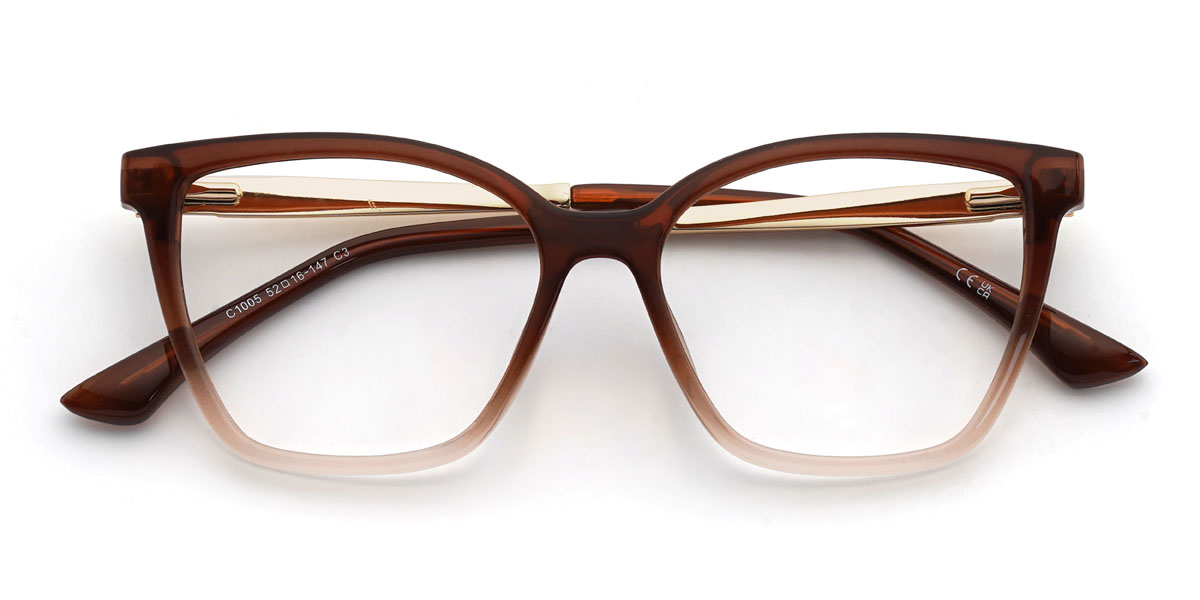 Dégradé Brun Klarissa Lunettes - Rectangle Clip-On Sunglasses