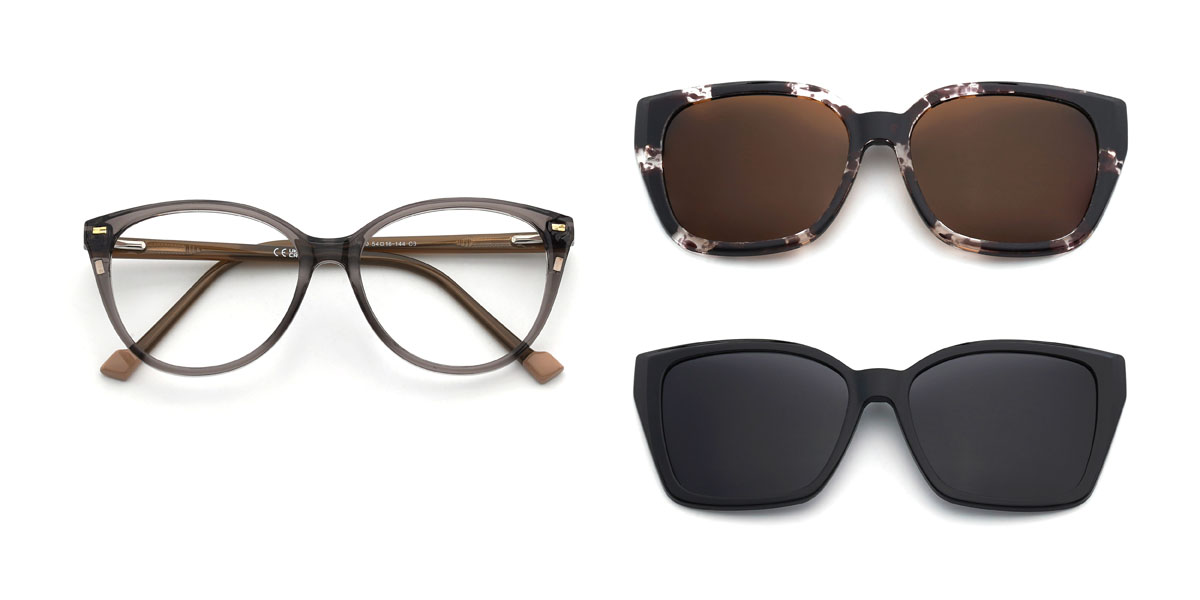 Gris Unity Lunettes - Oval Clip-On Sunglasses