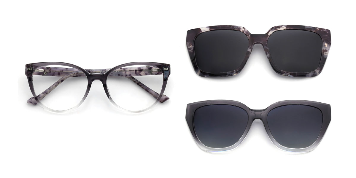 Színátmenet szürke Lysander Szemüveg - Oval Clip-On Sunglasses