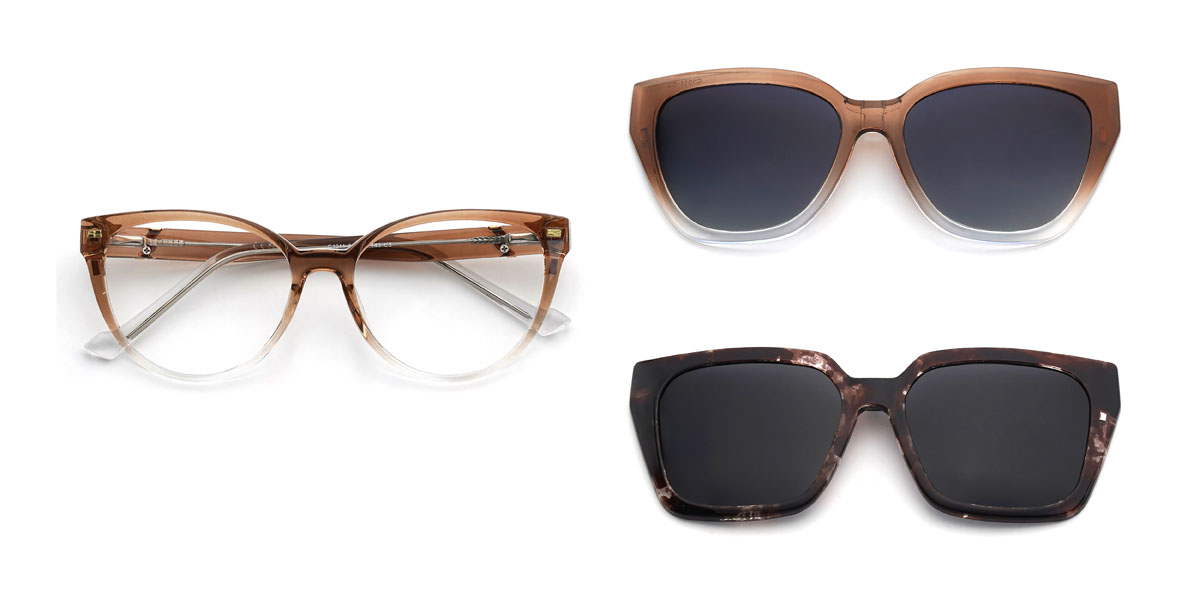 Dégradé Tawny Lysander Lunettes - Oval Clip-On Sunglasses