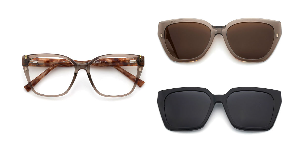 Fauve Dasia Lunettes - Rectangle Clip-On Sunglasses