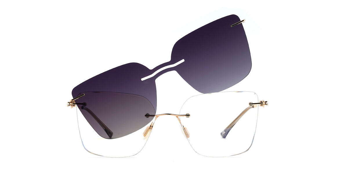 Gold Christine - Cat Eye Clip-On Sunglasses