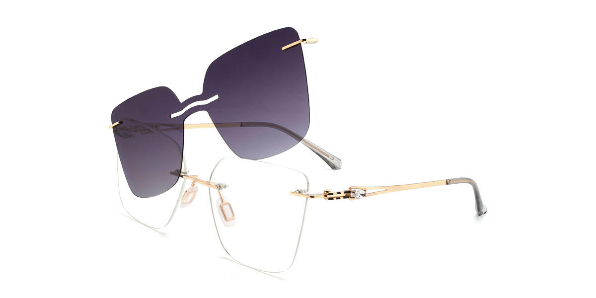 Gold Christine Glasses - Cat Eye Clip-On Sunglasses