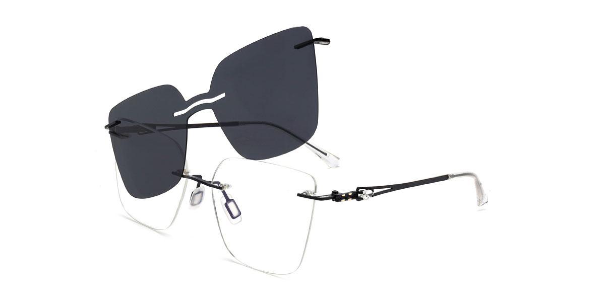 Fekete Christine Szemüveg - Cat Eye Clip-On Sunglasses