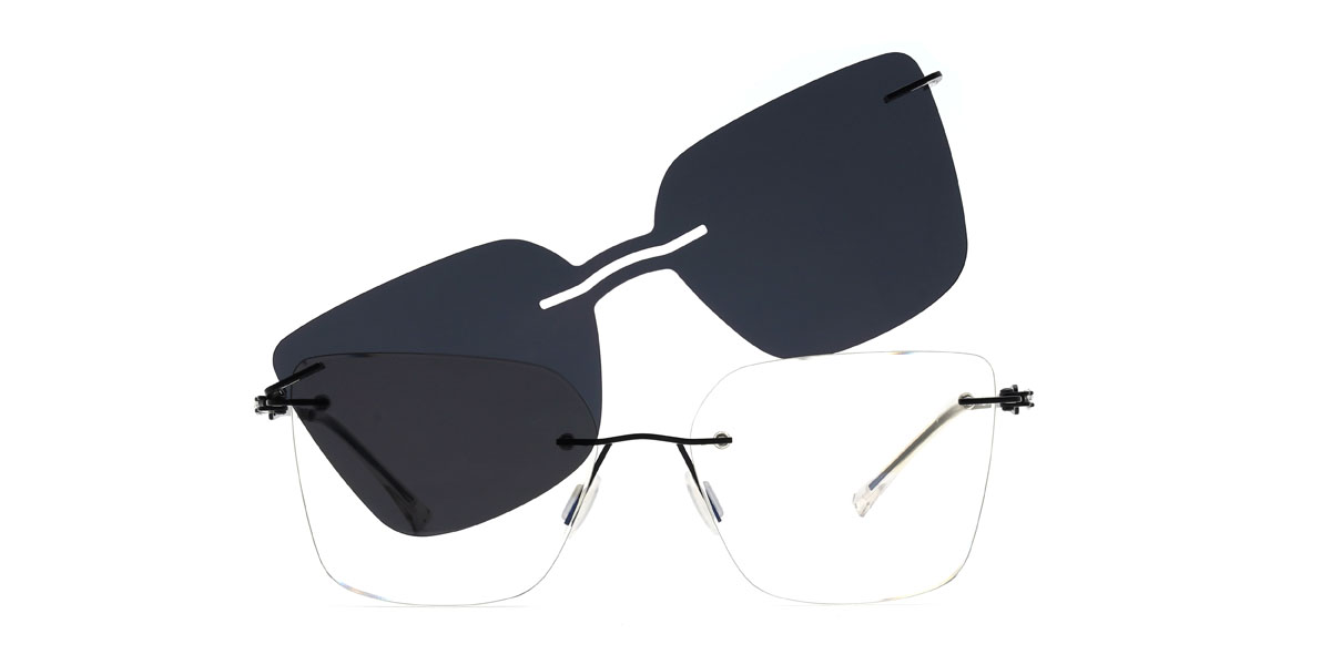 Fekete Christine Szemüveg - Cat Eye Clip-On Sunglasses