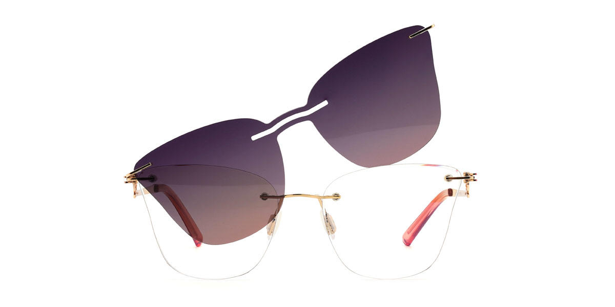 Gold Pink Wilmoth - Cat Eye Clip-On Sunglasses