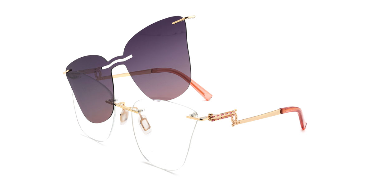 Gold Rosa Wilmoth Brille - Cat Eye Clip-On Sunglasses