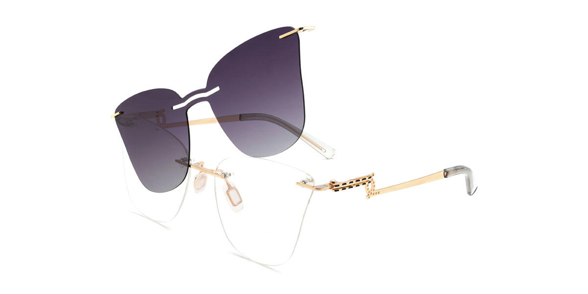 Gold Wilmoth Glasses - Cat Eye Clip-On Sunglasses