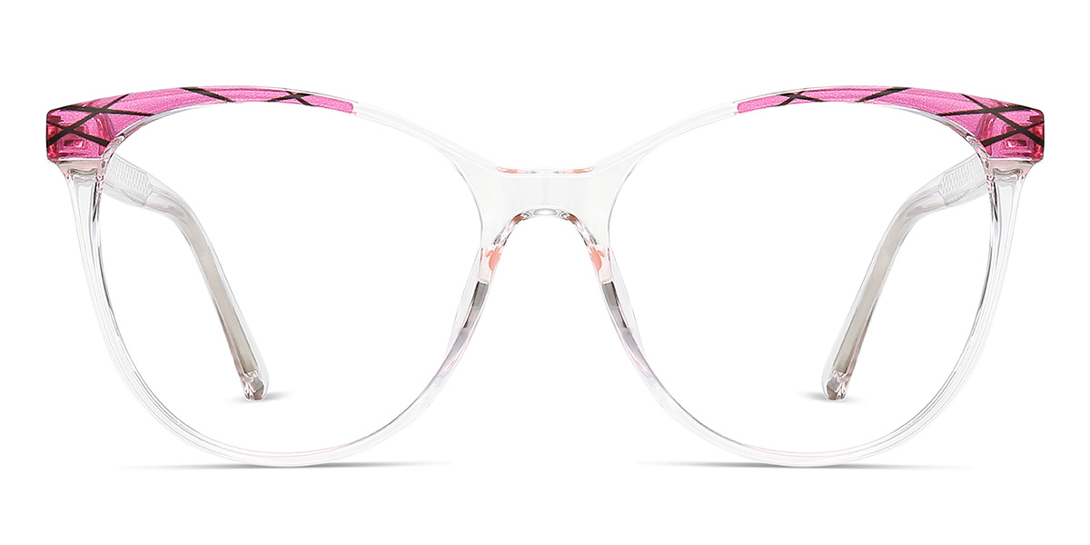 Clear Pink stripe Christan Glasses - Oval Glasses