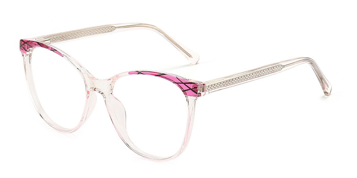 Clear Pink stripe Christan Glasses - Oval Glasses