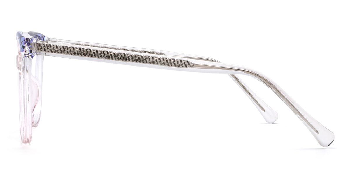 Clear Blue stripe Christan Glasses - Oval Glasses