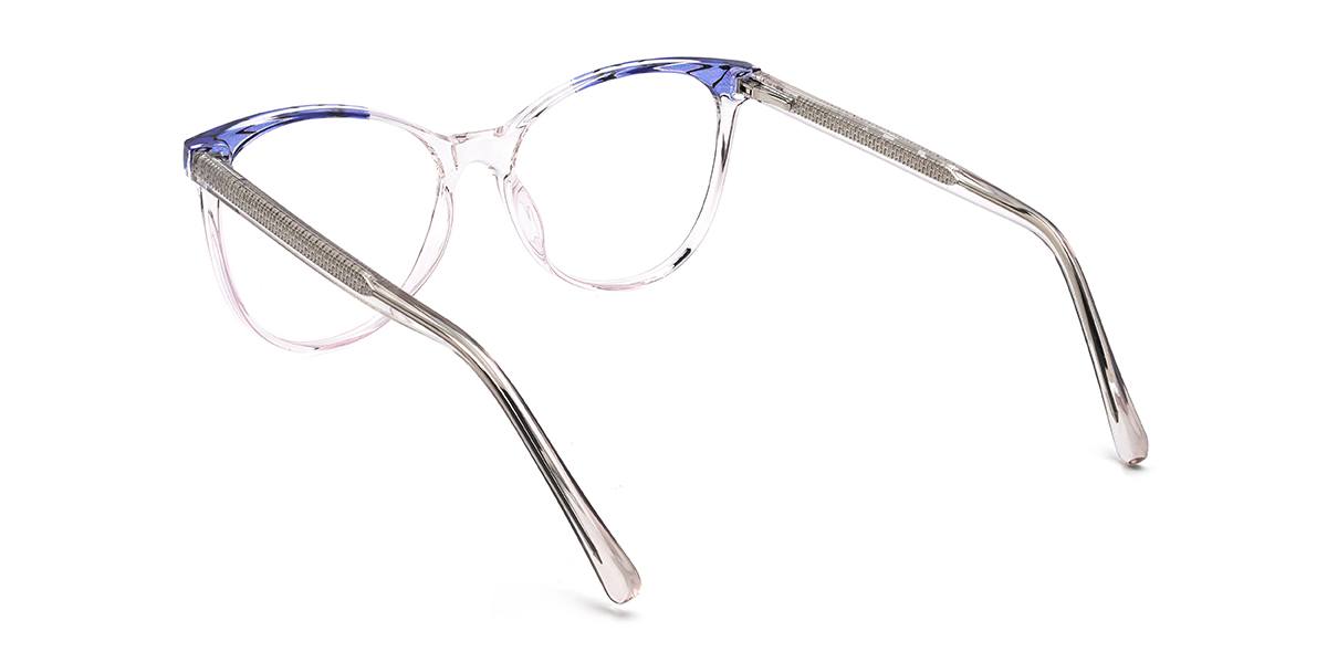 Clear Blue stripe Christan Glasses - Oval Glasses