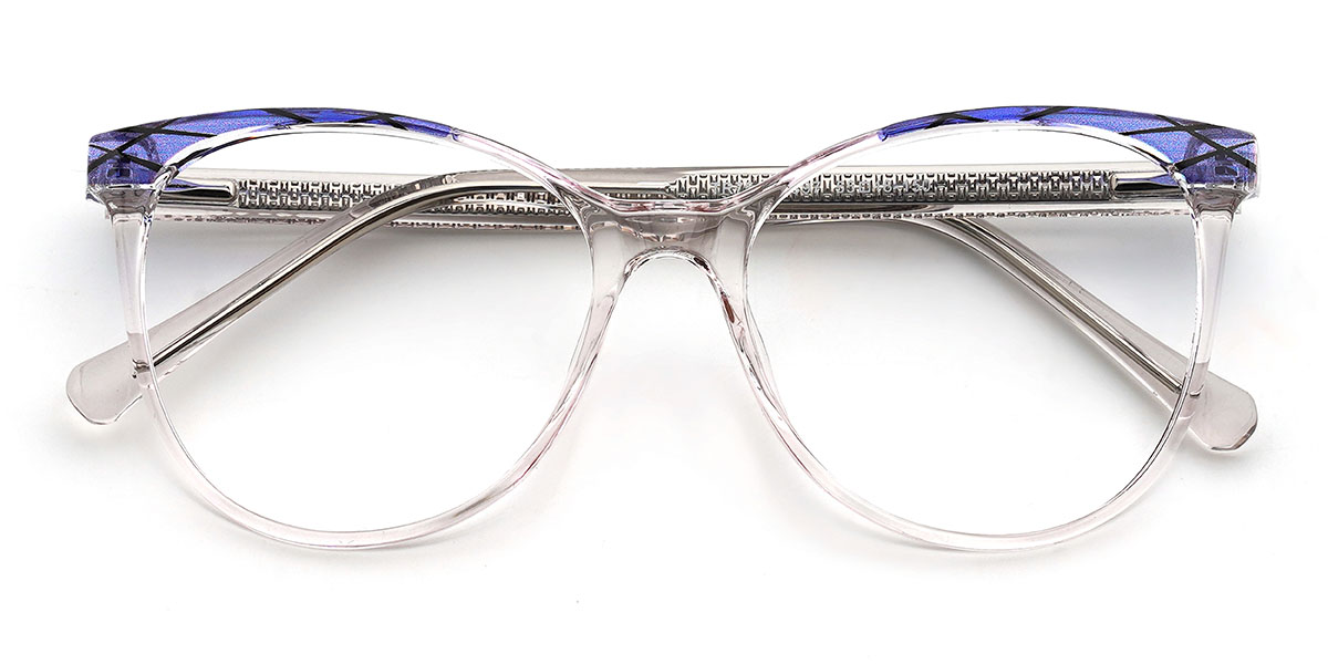 Clear Blue stripe Christan Glasses - Oval Glasses