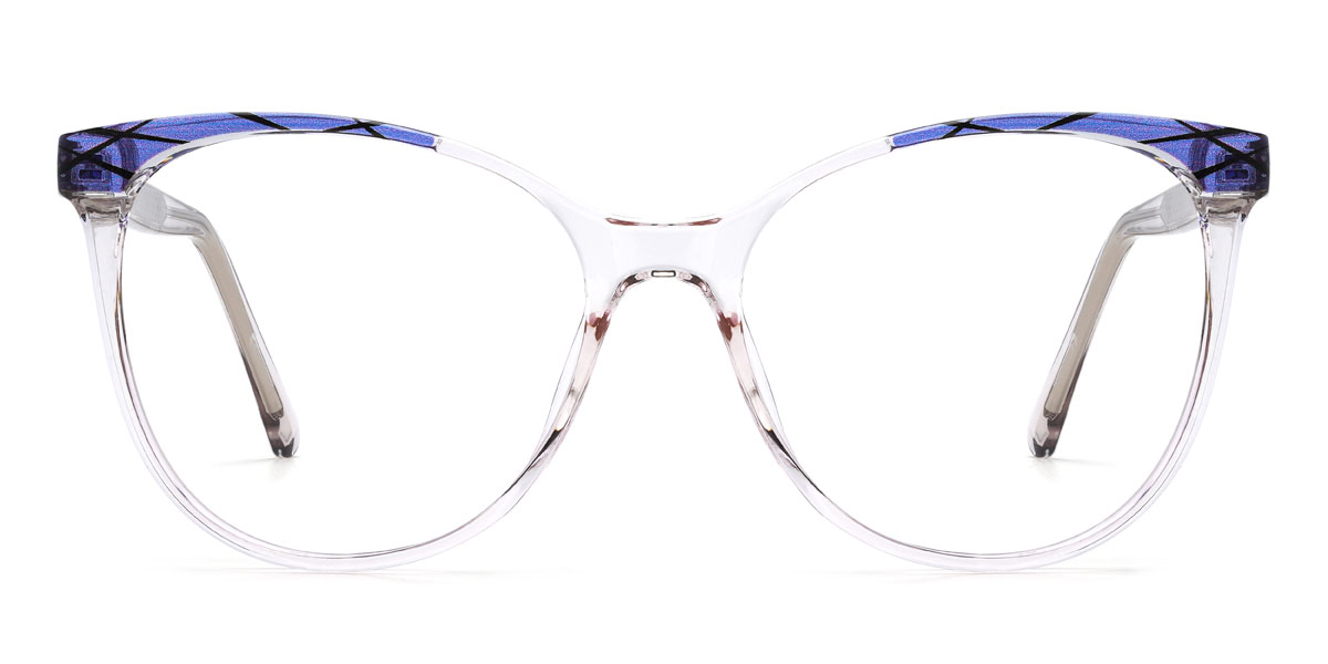 Clear Blue stripe Christan Glasses - Oval Glasses