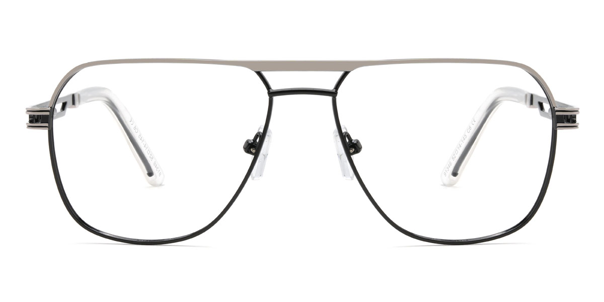 Noir Argent Sinclair Lunettes - Aviator Glasses