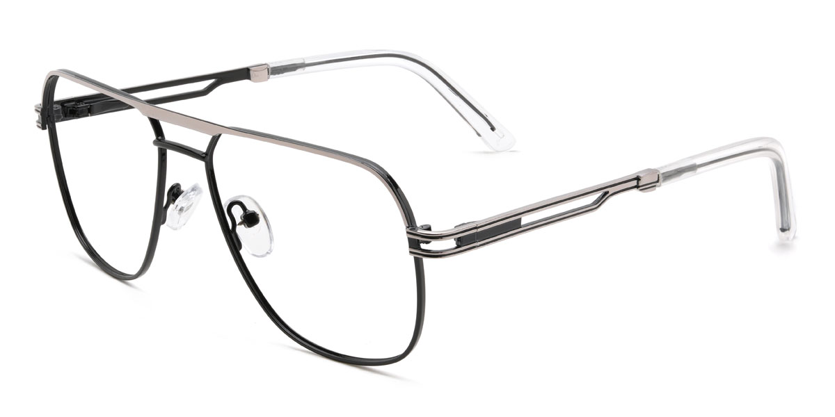 Noir Argent Sinclair Lunettes - Aviator Glasses
