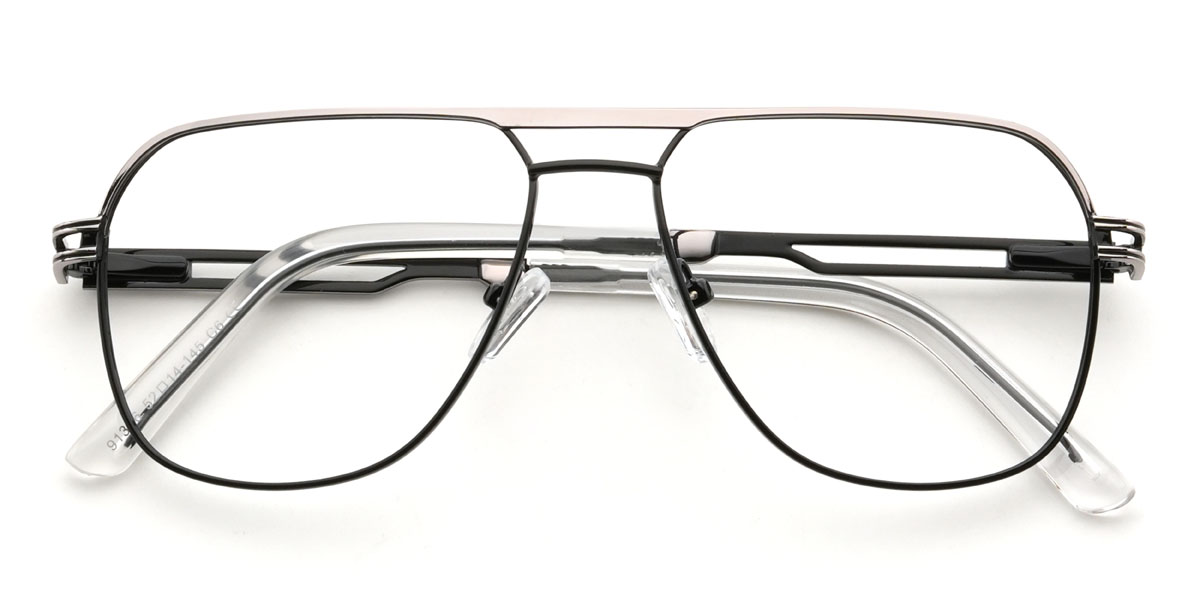 Noir Argent Sinclair Lunettes - Aviator Glasses