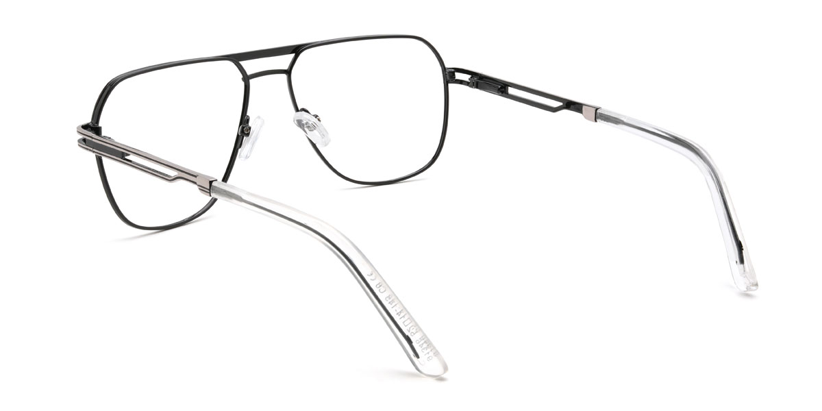 Noir Argent Sinclair Lunettes - Aviator Glasses