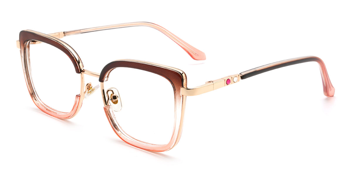 Brown Pink Theodosia Glasses - Rectangle Glasses