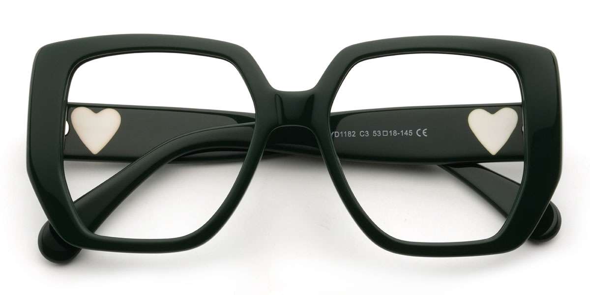 Deep Green Jarrell Glasses - Square Glasses