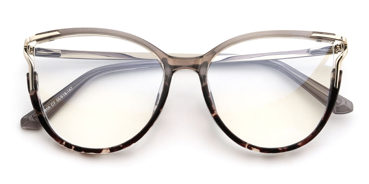 Gris Écaille de tortue Damiri Lunettes - Cat Eye Glasses