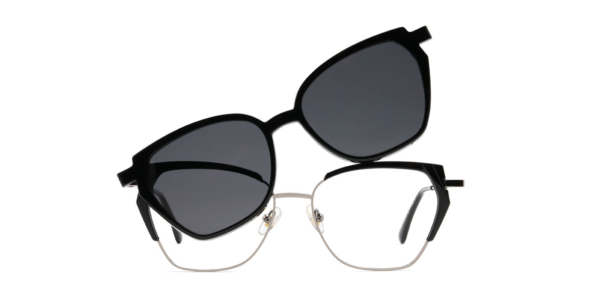 Fekete ezüst Gonzalez Szemüveg - Rectangle Clip-On Sunglasses