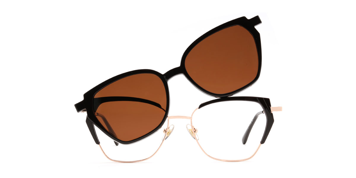Arany fekete Gonzalez Szemüveg - Rectangle Clip-On Sunglasses