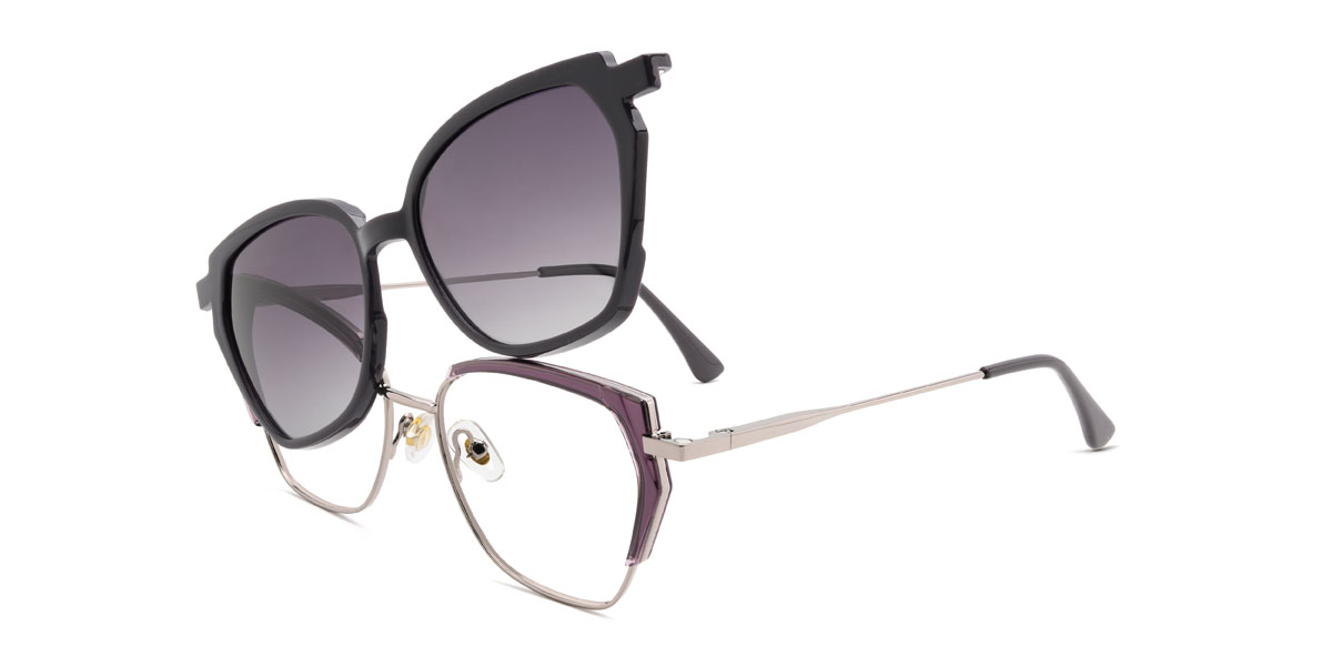 Ezüst lila Gonzalez Szemüveg - Rectangle Clip-On Sunglasses