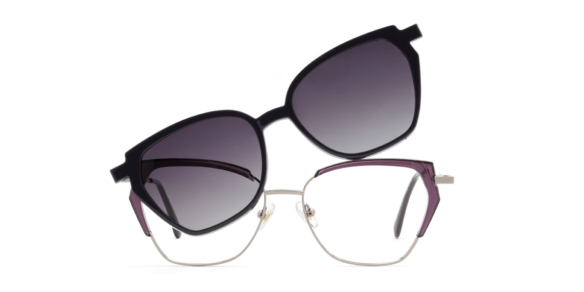 Ezüst lila Gonzalez Szemüveg - Rectangle Clip-On Sunglasses