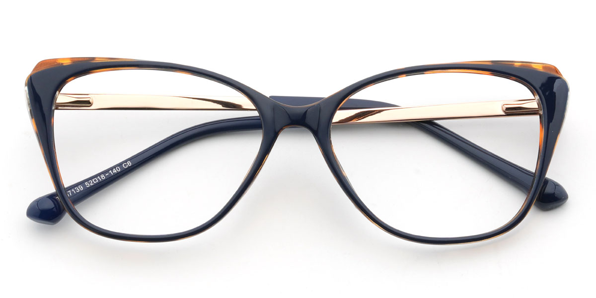 Azul Marino Azul Carey Samreen Gafas - Cat Eye Glasses