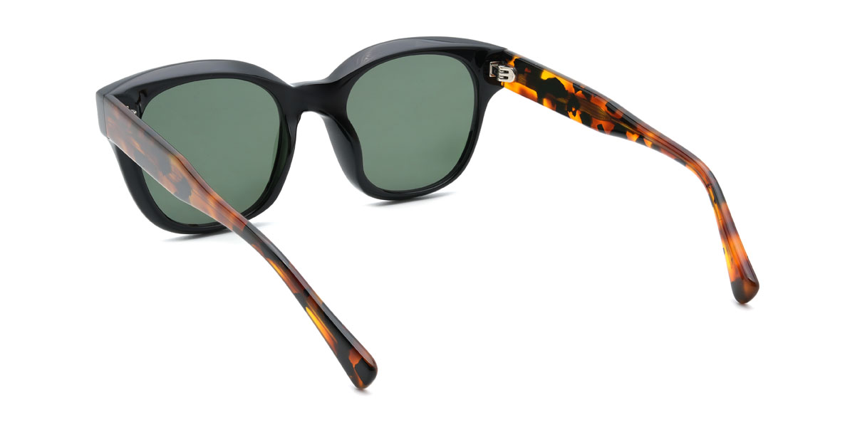 Negro Verde Oscuro Hasna Gafas - Oval Sunglasses
