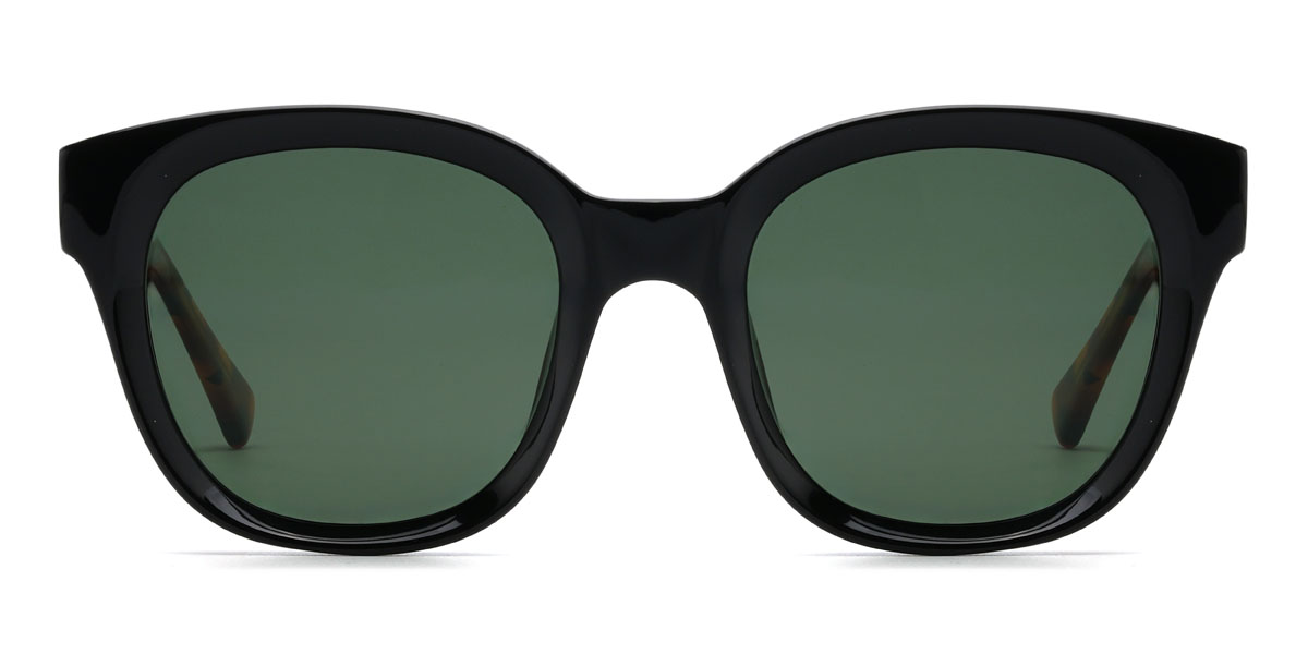 Negro Verde Oscuro Hasna - Oval Sunglasses