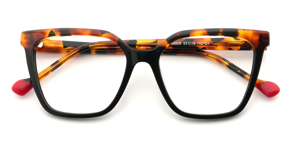 Black Tortoiseshell Lizandro Glasses - Rectangle Glasses