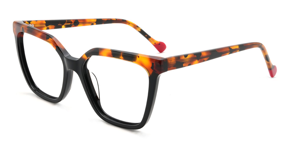 Black Tortoiseshell Lizandro Glasses - Rectangle Glasses