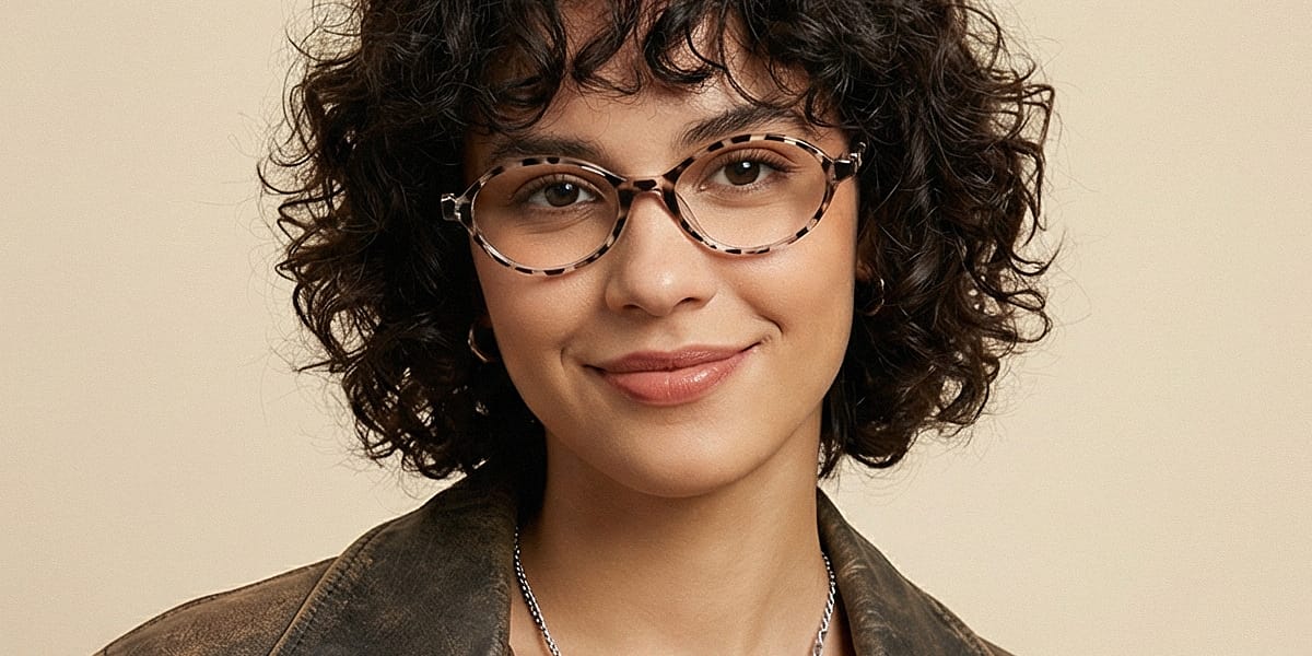 Grey Stripe Andrea Glasses - Oval Glasses