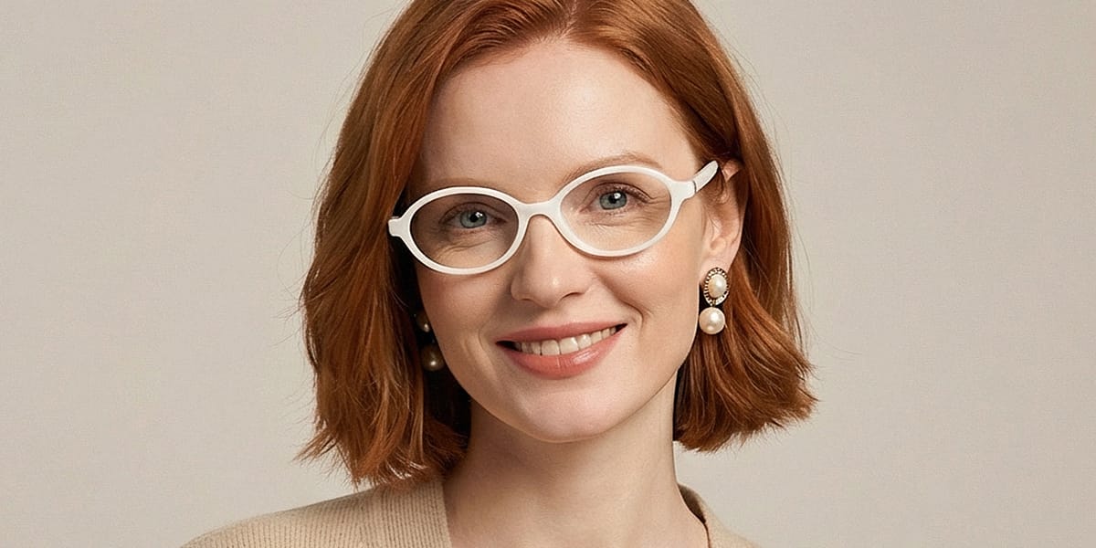 White Andrea Glasses - Oval Glasses