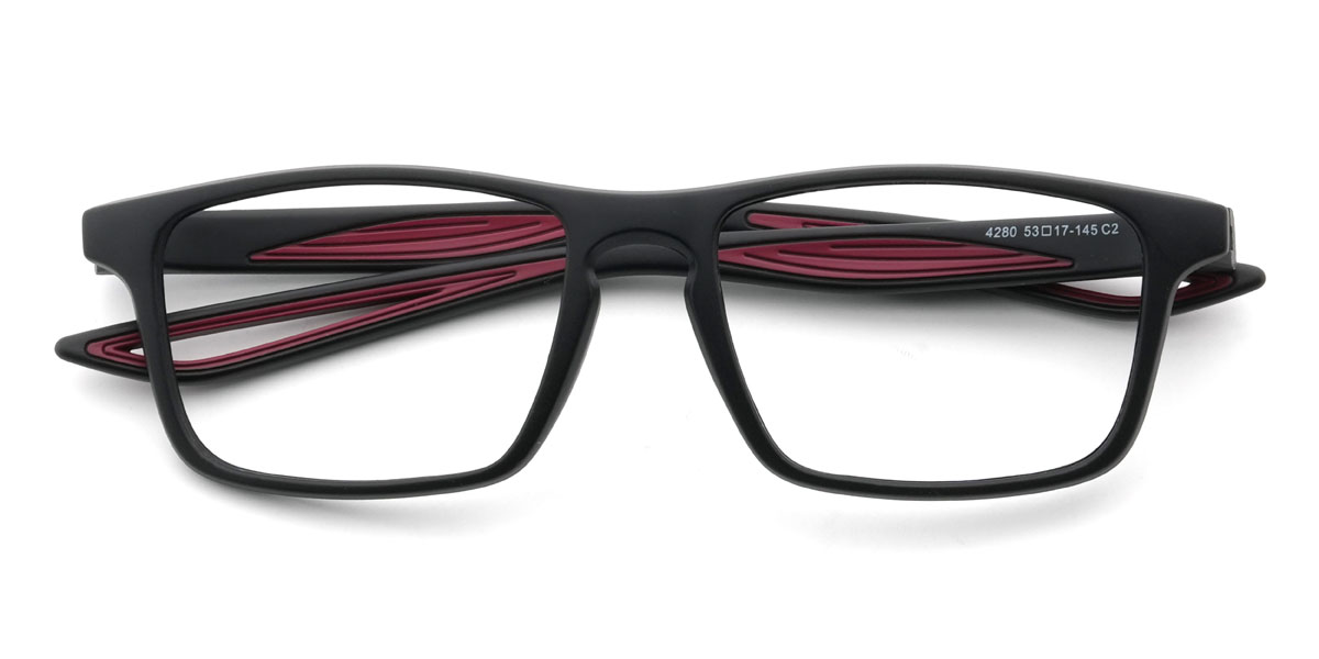 Fekete piros Zaharia Szemüveg - Rectangle Glasses