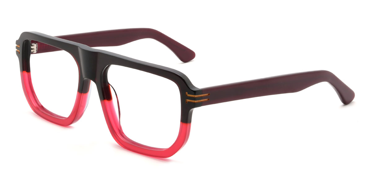 Wine Red Ellianna Glasses - Rectangle Glasses