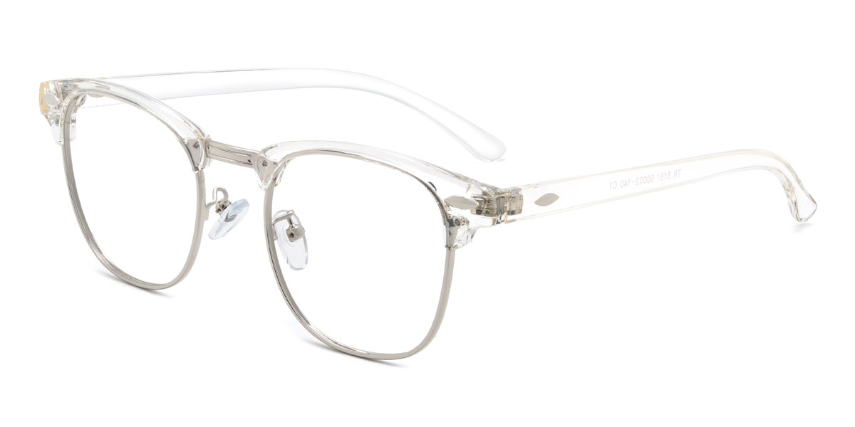 Silver Clear Llewelyn Glasses - Oval Glasses