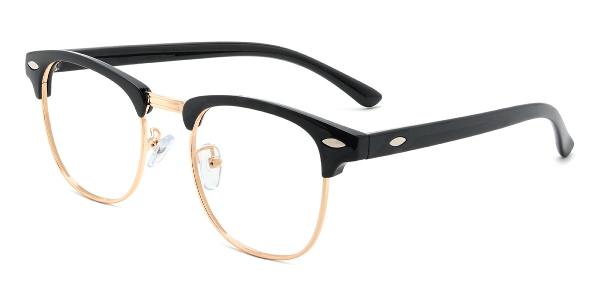 Gold Black Llewelyn Glasses - Oval Glasses