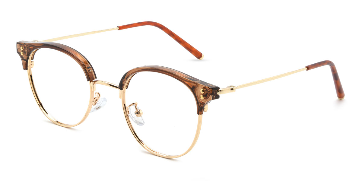 Gold Brown Roark Glasses - Oval Glasses