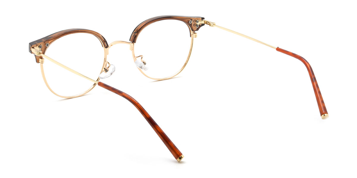 Gold Brown Roark Glasses - Oval Glasses