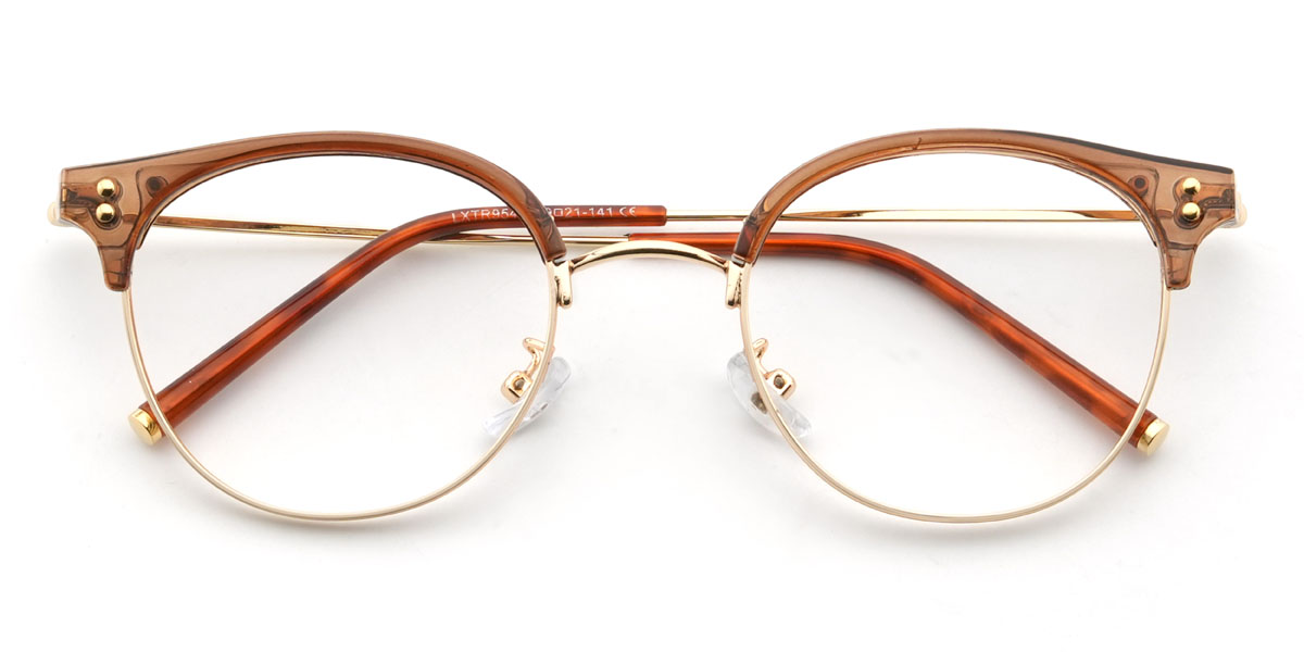 Gold Brown Roark Glasses - Oval Glasses