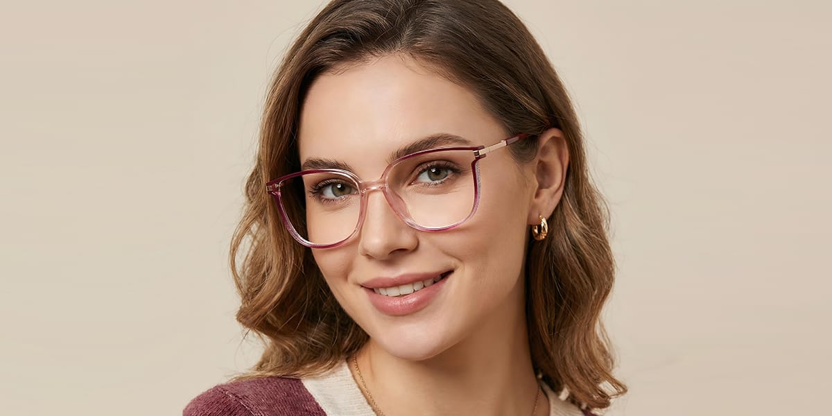 Gradient Rose Violet Harmony Glasses - Rectangle Glasses