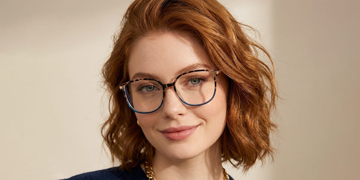 Brown Tortoiseshell Blue Harmony Glasses - Rectangle Glasses