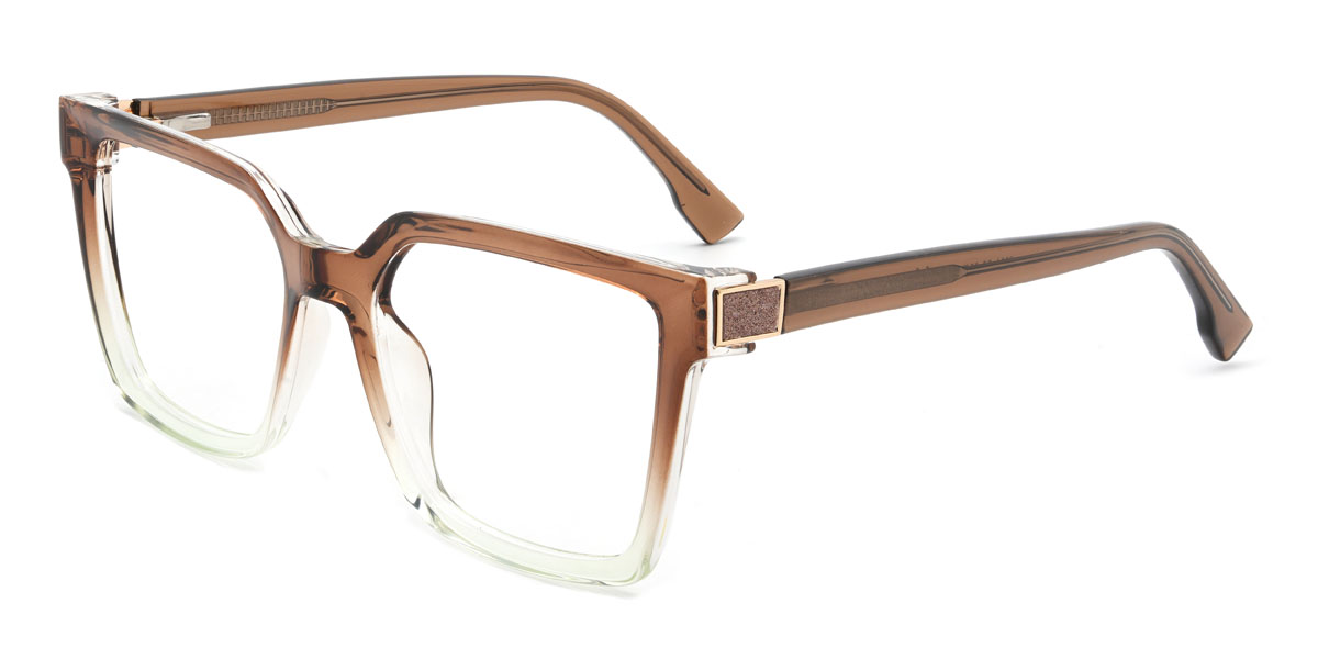 Brown Green Emilie Glasses - Rectangle Glasses