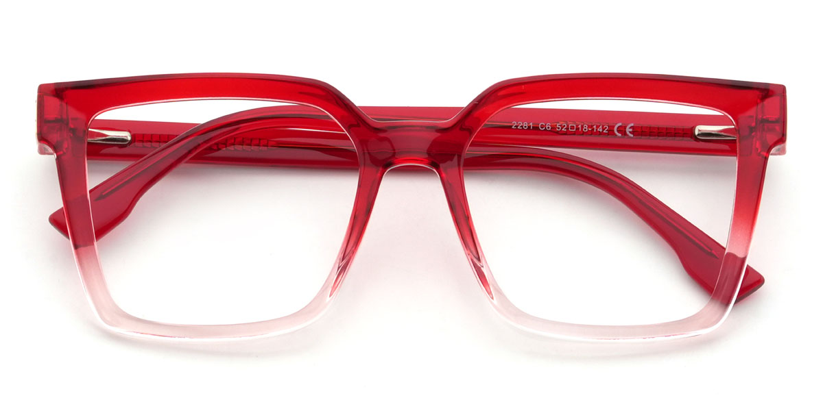 Red Pink Emilie Glasses - Rectangle Glasses